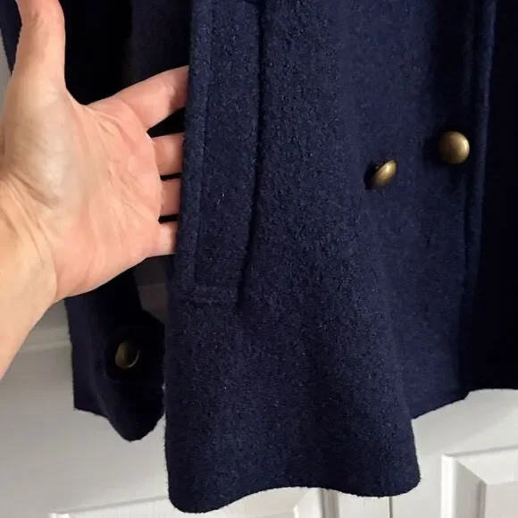 Linea by Louis Dell'Olio Vintage Classic Blue Swing Coat with Gold Accents - Picture 8 of 15